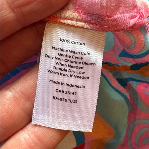 Talbots sz 2X sleeveless cotton patterned ruffle neck top - Picture 6 of 6